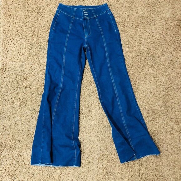 Cider‎ Women's Denim High Waist Flared Jeans Dark Navy Size Medium NWT - Picture 2 of 8